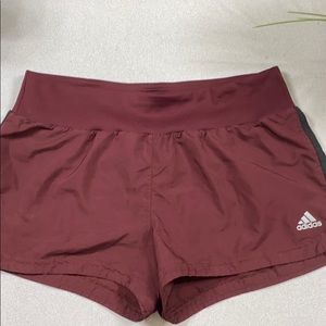 Maroon adidas shorts